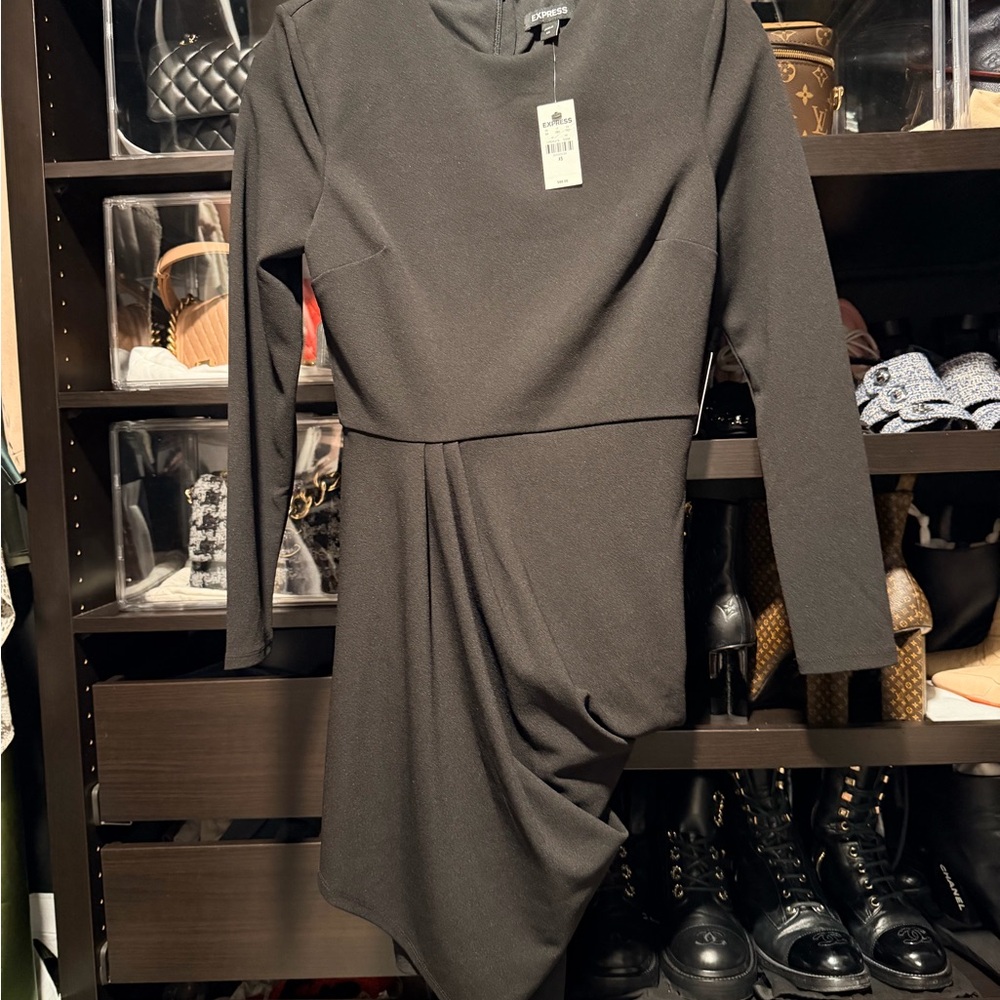 Express Charcoal Long Sleeve Dress
